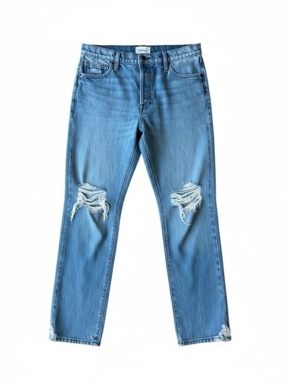 Frame High Rise Boyfriend Distressed Jeans